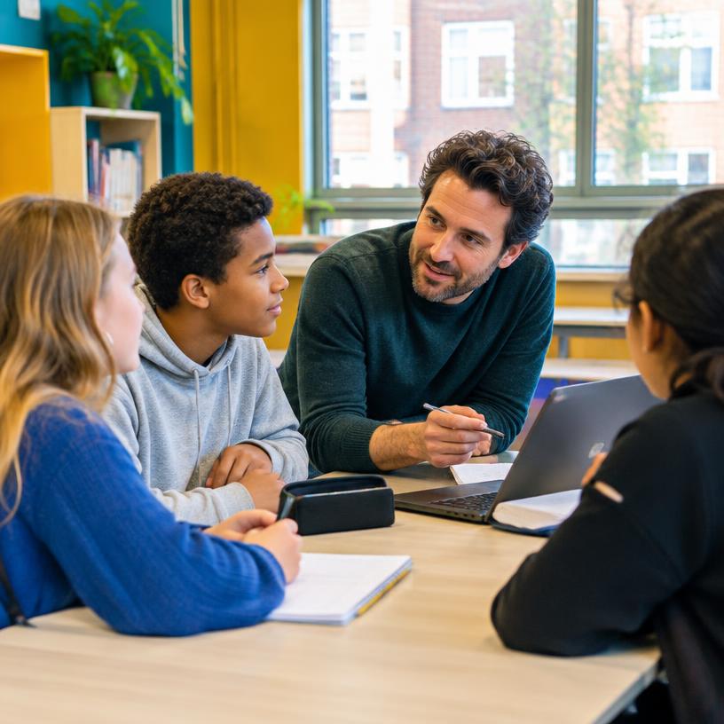 Onderwijsprofessional begeleidt leerlingen